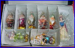 Radko Disney LE Petite Snow White Seven Dwarfs Glass Christmas Ornament Set