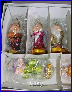 Radko Disney LE Petite Snow White Seven Dwarfs Glass Christmas Ornament Set