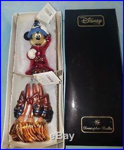 Radko Disney Sorcerer's Apprentice Mickey & Fantasia Brooms Ornament 2pc