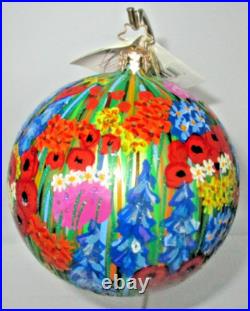 Radko ELYSIAN FIELDS Impressionist Floral Ball Christmas Ornament 1010438 + Tag