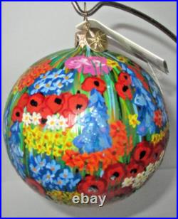 Radko ELYSIAN FIELDS Impressionist Floral Ball Christmas Ornament 1010438 + Tag