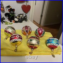 Radko Fantasia Lady Ashworth Glass Ornaments Set Of 6