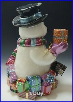 Radko Gifted Snowman Centerpiece Cookie Jar Christmas Large Mib Very Rare
