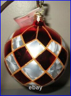 Radko HARLEQUIN HIGHLIGHTS 1010902 REFLECTOR Christmas Ornament New NWT+Box RED