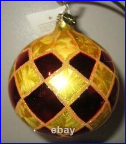 Radko HARLEQUIN HIGHLIGHTS 1010902 REFLECTOR Christmas Ornament New Red Gold