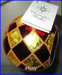 Radko HARLEQUIN HIGHLIGHTS 1010902 REFLECTOR Christmas Ornament New Red Gold