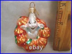 Radko Halloween Giggles and Boo Ornament Ghost Pumpkins Wreath Vtg 2000 with Box