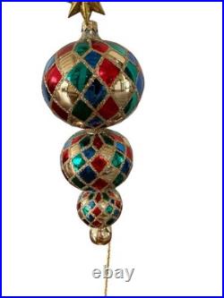 Radko Harlequin 4 Tier Drop Ornament 92-074-0 RARE Version