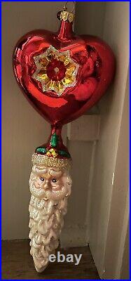 Radko Heart Circle Santa Reflector Icicle Twist Christmas Ornament Drop