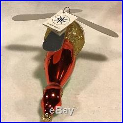 Radko Italian Blown Glass Ornament Santa Copter Rare Tag/Box 94 Helicopter