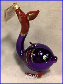 Radko Italian Blown Glass Ornament Siegfred Red/Purple Colorization Tag/Box 93
