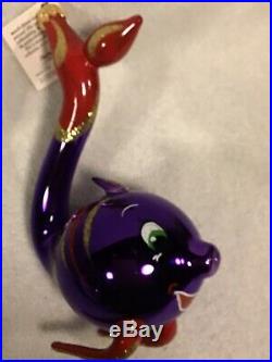 Radko Italian Blown Glass Ornament Siegfred Red/Purple Colorization Tag/Box 93