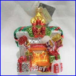 Radko MERRY MANTLE 2-Sided DECORATED FIREPLACE withGifts Ornament NEW withTag