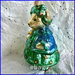 Radko MUFFY PICKING POSIES Glass Ornament 99-NAB-05 Green-Blue-Yellow RG LE 1999