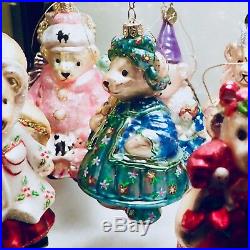 Radko MUFFY PICKIN POSIES Glass Christmas Ornament BLUE & YELLOW Color Variety