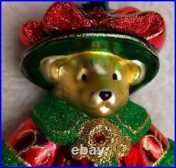 Radko Merry Muffy Bear Shopper 5 Glass Ornament Christmas 2010 3012593 Blooming