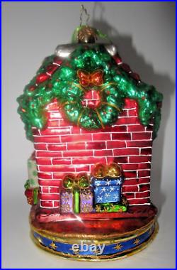 Radko NIGHT BEFORE CHRISTMAS Ornament Santa Filling Stockings Brick Fireplace