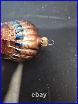 Radko Native American Chief Glass Ornament Germany UltraRare Copper Blue