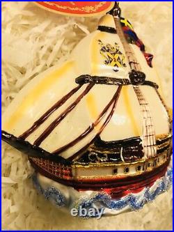 Radko On The High Seas Sailing Boat Nautical Ornament 1020113 NWT 2018
