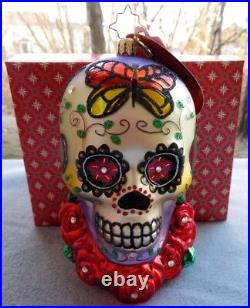 Radko Ornament A Head for Details #1019524 Painted Skull Día de Los Muertos NIB