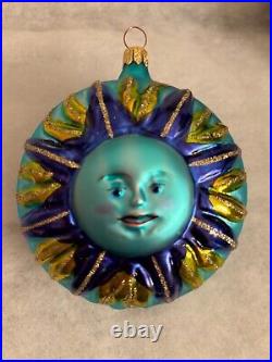 Radko Ornament Winter Sun blue sun / moon from 1995. Style# 95-145-0