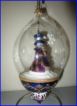 Radko PLUM FROSTY Snowman Dome Globe LIM ED 700 Glass Christmas Ornament 1017624