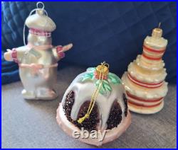 Radko Polanaise 3x Christmas Snowman Baker Bunt Tiered Cake Glass Ornaments