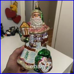 Radko Portrait Santa Frosty Frolic Caper Glass Ornament 7.5