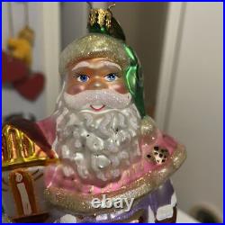 Radko Portrait Santa Frosty Frolic Caper Glass Ornament 7.5