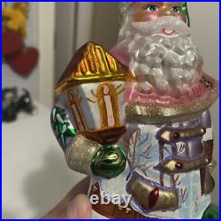 Radko Portrait Santa Frosty Frolic Caper Glass Ornament 7.5