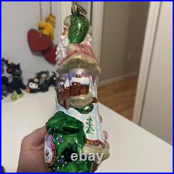 Radko Portrait Santa Frosty Frolic Caper Glass Ornament 7.5