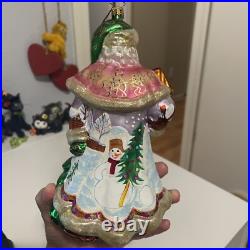 Radko Portrait Santa Frosty Frolic Caper Glass Ornament 7.5