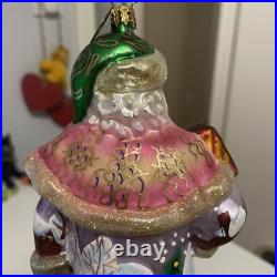 Radko Portrait Santa Frosty Frolic Caper Glass Ornament 7.5