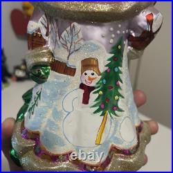 Radko Portrait Santa Frosty Frolic Caper Glass Ornament 7.5