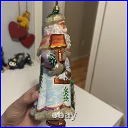 Radko Portrait Santa Frosty Frolic Caper Glass Ornament 7.5