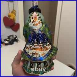 Radko Portrait Santa Village View Nicholas Glass Ornament 7