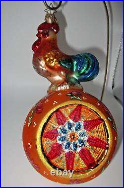 Radko ROOSTER BOOSTER Reflector LARGE 1010799 Christmas Ornament 7.5 NOT GEM