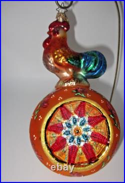 Radko ROOSTER BOOSTER Reflector LARGE 1010799 Christmas Ornament 7.5 NOT GEM