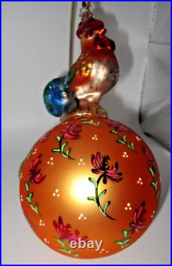 Radko ROOSTER BOOSTER Reflector LARGE 1010799 Christmas Ornament 7.5 NOT GEM