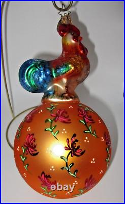 Radko ROOSTER BOOSTER Reflector LARGE 1010799 Christmas Ornament 7.5 NOT GEM