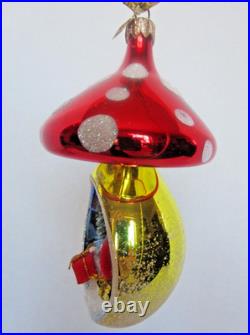 Radko SANTA SHROOM Mushroom Diorama Drop 00-306-0 Italy Christmas Ornament Mint