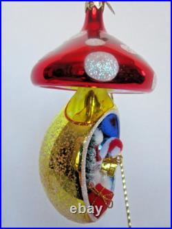 Radko SANTA SHROOM Mushroom Diorama Drop 00-306-0 Italy Christmas Ornament Mint