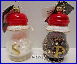 Radko SHAKE IT UP Set Salt & Pepper Shakers Christmas Ornaments 1016496 New NWT