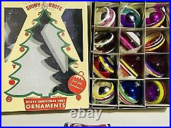 Radko Shiny Brite Large 3 Silvered & Unsilvered 12 Ornaments Pretty Colors EUC