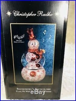Radko Snowswirls Snow Globe Snowman 2011565 Retired 2008 NIB Ornament Musical