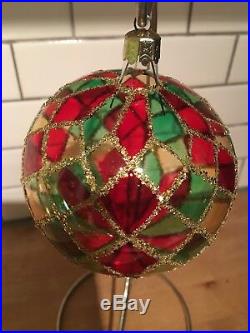 Radko Tiffany Bright Harlequin 1992 92-161-0 Clear Ball Ornament Retired