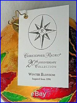 Radko Winter Blossom 1011497 Ornament 20th Anniv 1 of 2005 Box 7 Big Ball Drop