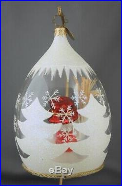 Radko Winter Fun Snowman #1011307 Blown Glass Ornament in Frosted Globe