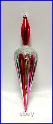 Rainbow Umbrella Handblown & Painted Ornament 10 1990 Radko