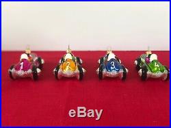 Rare 1998 Christopher Radko Indy 500 Race Car Ornaments. Complete Set of 4